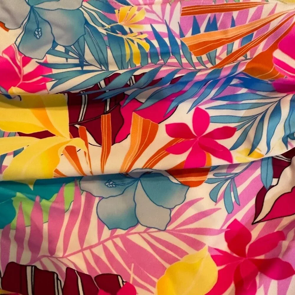California Waves Plus Size 1 (16/18) Tropical Print High-Waist Bikini Bottom NWT